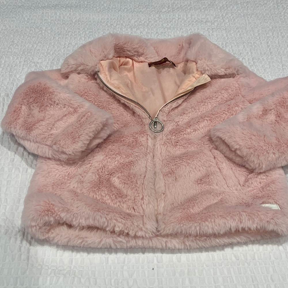 7 For All Mankind Pink Faux Fur Kids Jacket